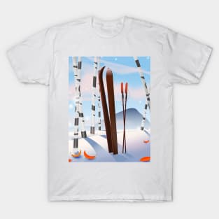 Beautiful winter Ski landscape cartoon T-Shirt